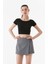 Basic Fitilli Bisiklet Yaka Crop T-Shirt 1