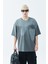 Yıkamalı Cep Detaylı Oversıze T-Shirt Koyu Füme 1