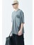 Yıkamalı Cep Detaylı Oversıze T-Shirt Koyu Füme 2