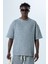 %100 Pamuk Oversıze Şort T-Shirt Takım Indigo 3