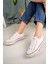 Günlük Convers Tarzı Beyaz Keten Kadın Sneaker 1