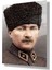 Temperli Gerçek Cam Tablo Portre Kalpaklı Atatürk Fotoğrafı 3