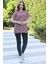 Beste Çiçek Desen Kısa Kol Tunik 958 - Bordo 2