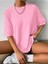 Kadın Palm Spring Baskılı Bisiklet Yaka Salaş Oversize Boyfriend Pembe T-Shirt 2