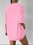 Kadın Palm Spring Baskılı Bisiklet Yaka Salaş Oversize Boyfriend Pembe T-Shirt 3