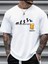 Erkek Beer Friday Baskılı Bisiklet Yaka Salaş Oversize Boyfriend Beyaz T-Shirt 1
