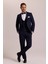 Erkek Lacivert Slim Fit Likralı Sivri Yaka Yelekli Damatlık 1