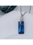 Lacivert Dikdörtgen Swarovski Kolye 2