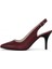 Hakiki Deri Stiletto Sandalet Topuklu Ayakkabı Bordo - 7,5 Cm İnce Topuk Sivri Burun - El İşçiliği Premium Deri GRS048-BD 1