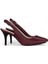 Hakiki Deri Stiletto Sandalet Topuklu Ayakkabı Bordo - 7,5 Cm İnce Topuk Sivri Burun - El İşçiliği Premium Deri GRS048-BD 5