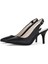 Hakiki Deri Stiletto Sandalet Topuklu Ayakkabı SİYAH - 7,5 Cm İnce Topuk Sivri Burun - El İşçiliği Premium Deri GRS048-SH 4