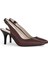 Hakiki Deri Stiletto Sandalet Topuklu Ayakkabı KAHVE - 7,5 Cm İnce Topuk Sivri Burun - El İşçiliği Premium Deri GRS048-KH 4