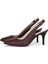Hakiki Deri Stiletto Sandalet Topuklu Ayakkabı KAHVE - 7,5 Cm İnce Topuk Sivri Burun - El İşçiliği Premium Deri GRS048-KH 5