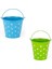 2 Pcs Vıp Decoratıve Green Blue Pail 2 Adet Saplı Metal Kova Puantiyeli Kova Mavi Kova Yeşil Kova 1