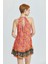 Halter Yaka Eteği Fırfırlı Mini Elbise Pembe 4
