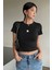 Mini Star Tasarım Siyah Crop Bluz 1