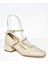 Lavli Marjinal Küt Burunlu Bantlı Blok Kadın Topuklu Ayakkabı - Krem - 37 4