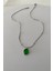 Çelik Topcuk Zincirli Yeşil Taşlı Kolye 2