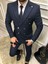 Erkek Lacivert Çizgili Italyan Kesim Slim Fit Takım Elbise TKMELBS-8682 2