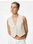 Keten Yelek Crop Slim Fit V Yaka Astarlı 1