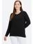 Büyük Beden Uzun Kol Sıfır Yaka Penye Bluz 3