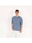Oversized World Baskılı Erkek Indigo T-Shirt 1