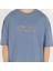 Oversized World Baskılı Erkek Indigo T-Shirt 5