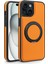 iPhone 15 Plus Kılıf Için Darbeye Dayanıklı Deri+Pc+Tpu Manyetik Telefon Kılıfı ve Kickstand-Turuncu (Yurt Dışından) 2