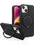 iPhone 14 Plus Için Manyetik Telefon Kılıfı Deri+Pc+Tpu Döner Halkalı Kickstand-Siyah (Yurt Dışından) 1