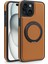iPhone 15 Plus Kılıf Için Darbeye Dayanıklı Deri+Pc+Tpu Manyetik Telefon Kılıfı ve Kickstand-Kahverengi (Yurt Dışından) 2