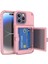 iPhone 15 Pro Max Kılıf Pc+Tpu Gizli Kart Yuvalı/aynalı Telefon Kılıfı-Gül Altın (Yurt Dışından) 1