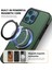iPhone 12 Pro Max Kılıfı Manyetik Görünmez Destekli Deri+Pc+Tpu Telefon Kılıfı-Koyu Yeşil (Yurt Dışından) 4
