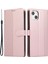 R20 iPhone 15 Plus Telefon Kılıfı Ekleme Baskılı Eşkenar Dörtgen Deri Cüzdan Kapağı-Gül Altın (Yurt Dışından) 1