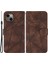 iPhone 14 Plus Kılıf Için Skin-Touch Deri Çizgi Desenli Kart Yuvaları Cüzdan Telefon Kapağı-Kahverengi (Yurt Dışından) 1