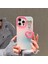iPhone 12/12 Pro Kılıf Mat Lazer Efektli Pc+Tpu Telefon Kılıfı Inci Kalpli Kolye-Gül (Yurt Dışından) 3