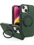 iPhone 14 Plus Için Manyetik Telefon Kılıfı Deri+Pc+Tpu Döner Halkalı Kickstand-Koyu Yeşil (Yurt Dışından) 1