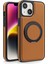 iPhone 14 Plus Için Manyetik Telefon Kılıfı Deri+Pc+Tpu Döner Halkalı Kickstand-Kahverengi (Yurt Dışından) 2
