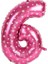 Kalpli 90 cm Pembe Renk Rakamlı Folyo Balon 6 Numara 1