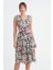 Çiçek Desen Pileli Midi Boy Elbise 2