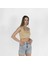 Geniş Askılı Nakışlı Kaşkorse Kadın Bej Crop 3