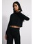 Kapüşonlu Dökümlü Crop Sweatshirt 1