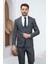 Gri Çizgili Slim Fit Yelekli Erkek Takım Elbise 3