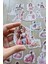 24 Adet Şeffaf Kız Sticker Seti Bullet Journal Scrapbook Laptop Sticker Pembe Çiçek 1