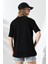 Oversize Bisiklet Yaka Pamuk Penye Kompakt Basic T-Shirt 21752 Siyah 4