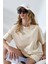 Oversize Bisiklet Yaka Pamuk Penye Kompakt Basic T-Shirt 21752 Taş 3