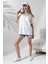 Oversize Bisiklet Yaka Pamuk Penye Kompakt Basic T-Shirt 21752 Beyaz 1