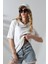 Oversize Bisiklet Yaka Pamuk Penye Kompakt Basic T-Shirt 21752 Beyaz 2