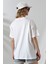 Oversize Bisiklet Yaka Pamuk Penye Kompakt Basic T-Shirt 21752 Beyaz 4