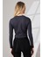 Bisiklet Yaka Penye Kompakt Esnek Kumaş Uzun Kol Bluz 21651 Füme 4