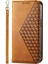 Xiaomi 14 Ultra Kılıf Pu Deri Eşkenar Dörtgen Baskılı Desen Cüzdan Telefon Kapağı-Sarı (Yurt Dışından) 4